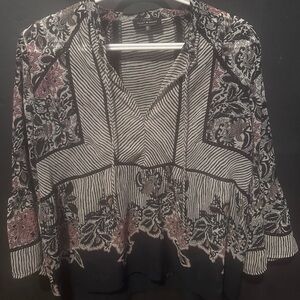 Black and White Patterned Blouse